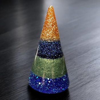 Gold and Blue Sparkle Large Ring Cone