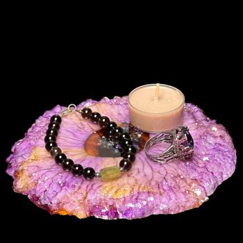 Lavender Shimmer Crystal Edge Vanity Tray