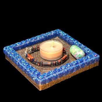 Blue and Brown Crystal Gem Edge Trinket Dish