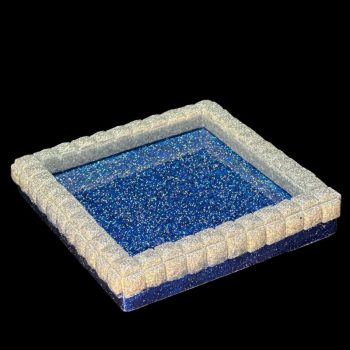 Silver and Blue Crystal Gem Edge Trinket Dish