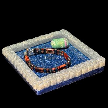 Silver and Blue Crystal Gem Edge Trinket Dish