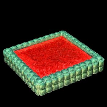 Green and Red Double Crystal Gem Edge Trinket Dish