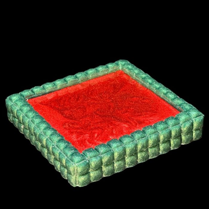 Green and Red Double Crystal Gem Edge Trinket Dish
