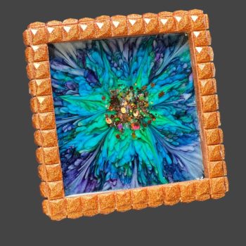 Dark Bloom with Copper Crystal Gem Edge Trinket Dish