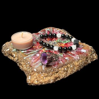 Bronze Bloom Crystal Edge Vanity Tray