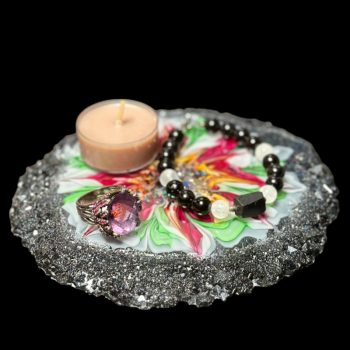Scarlet Bloom Crystal Edge Vanity Tray