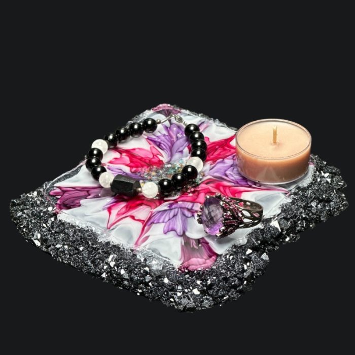 Berry Bloom Crystal Edge Vanity Tray