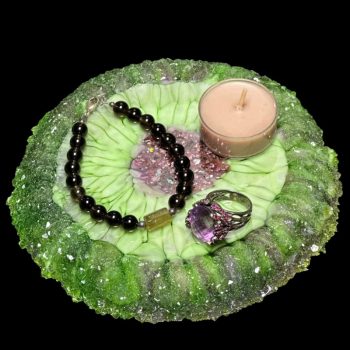 Green Galaxy Crystal Edge Vanity Tray