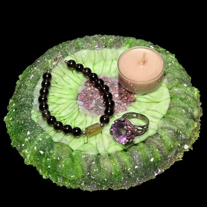 Green Galaxy Crystal Edge Vanity Tray