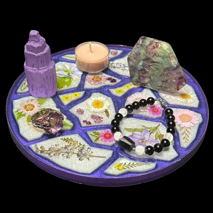 Wildflowers Geode Agate Vanity Tray