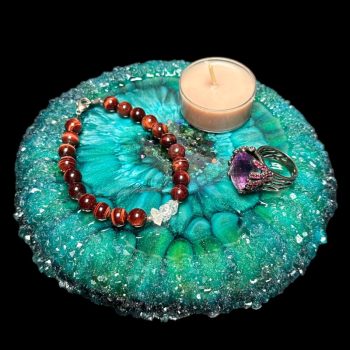 Green Turquoise Crystal Edge Vanity Tray