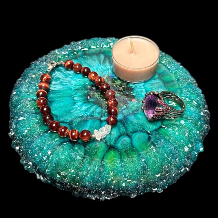 Green Turquoise Crystal Edge Vanity Tray