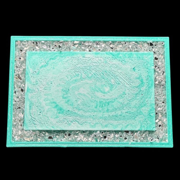 Green Eco Resin Vanity Tray with Glass Border