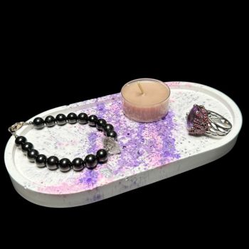 White and Purple Eco Resin Vanity Tray