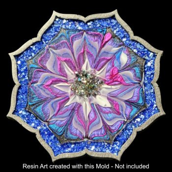 8 inch Glossy Flower Border Tray by Crystal Resin Art