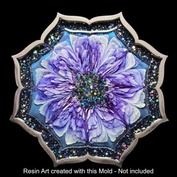 8 inch Glossy Flower Border Tray by Crystal Resin Art