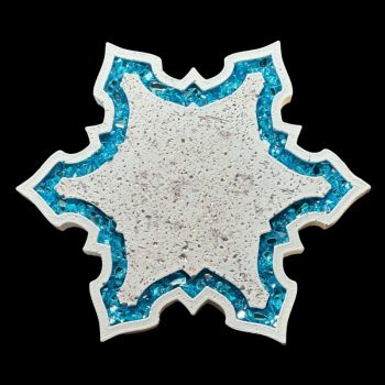 Blue Snowflake Eco Resin Vanity Tray with Glass Border