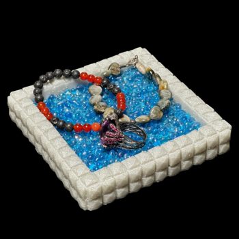 Blue Opal Double Crystal Gem Edge Trinket Dish