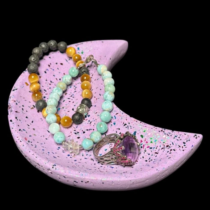 Purple Eco Resin Half Moon Trinket Dish