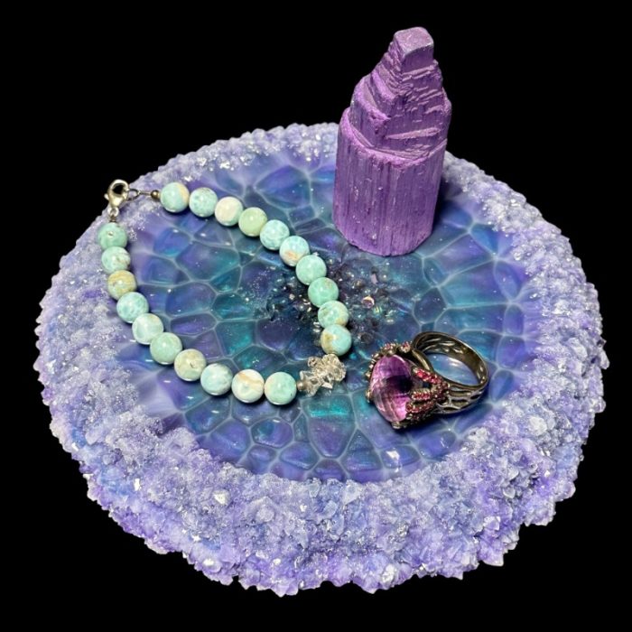 Abalone Larimar Crystal Edge Vanity Tray