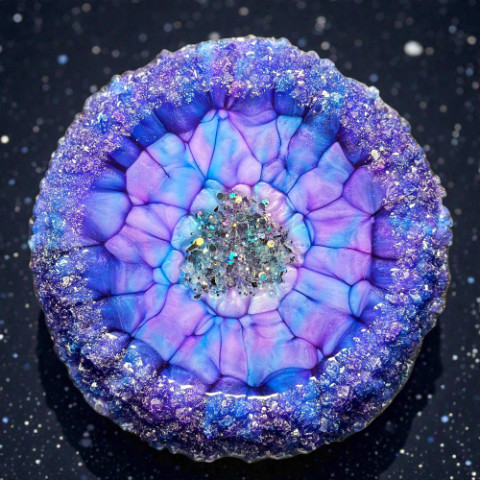 Drizzle Bloom Resin Pour in our Crystal Edge Round Mold