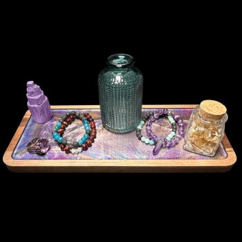 Bronze Shimmer Wood Vanity Tray