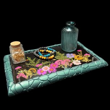 Pressed Flowers Stone Edge Vanity Tray